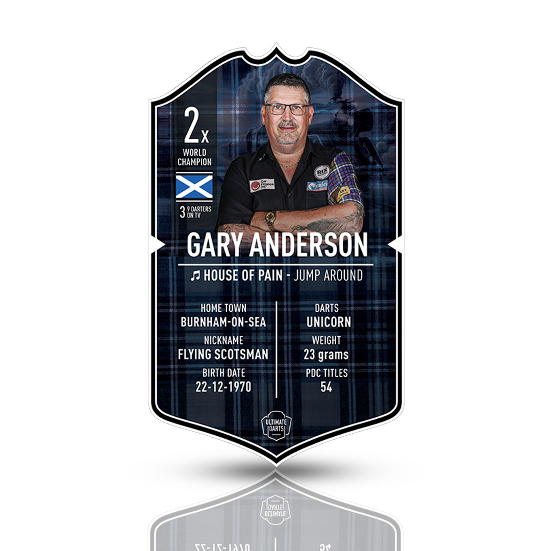 Gary Anderson Signed Ultimate Card – Premium card featuring "The Flying Scotsman," personally signed and ideal for fans.