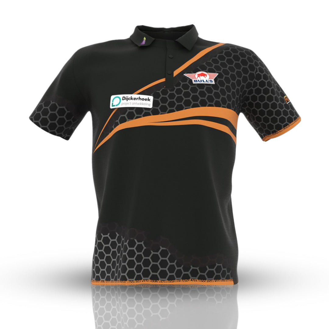 Dirk van Duijvenbode Official Replica Shirt – Black and orange design featuring "The Titan" branding. Officially licensed merchandise.