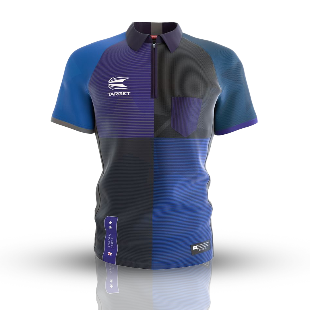 Adrian Lewis Official Replica Shirt (Front) – Sleek design with "Jackpot" branding, ideal for darts fans and collectors. Officially licensed merchandise.