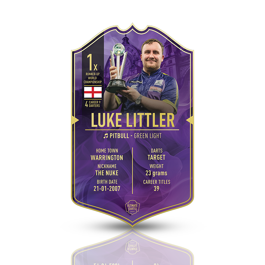 Luke Littler Signed Ultimate Card – Exclusive card showcasing "The Nuke," personally autographed, ideal for darts collectors and fans.