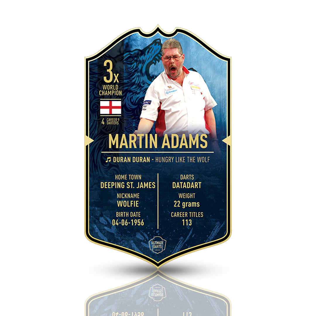 Martin Adams Signed Ultimate Card – Exclusive card featuring "Wolfie," personally signed. Perfect for darts collectors.