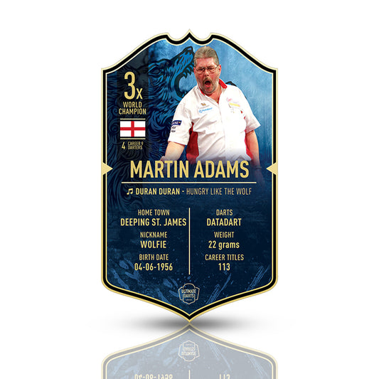 Martin Adams Signed Ultimate Card – Exclusive card featuring "Wolfie," personally signed. Perfect for darts collectors.