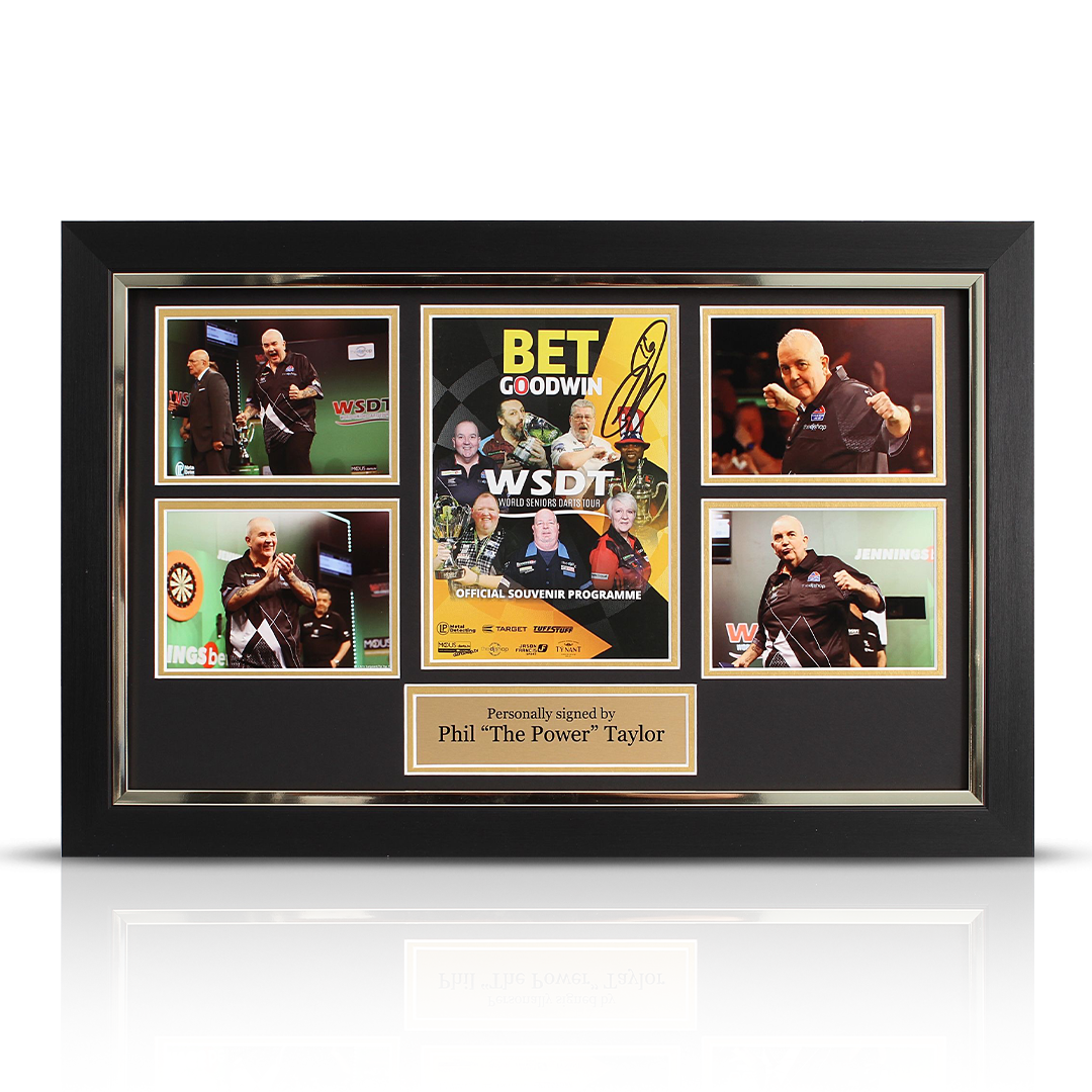 Phil Taylor Signed Framed WSDT Programme Montage 2024