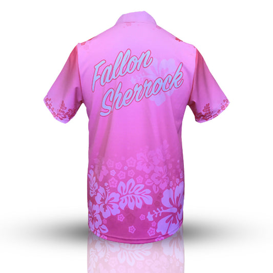 Fallon Sherrock Official Replica Shirt – Vibrant pink design with "Queen of the Palace" branding, perfect for fans and collectors.