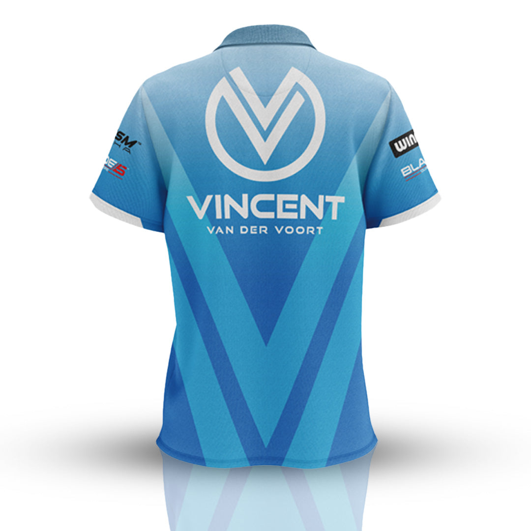 Vincent van der Voort Official Replica Shirt (Back) – Light blue design featuring "The Dutch Destroyer" branding. Officially licensed merchandise.